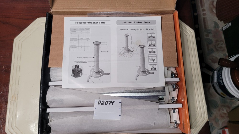 ALUMINUM HEIGHT ADJUSTABLE CEILING PROJECTOR BRACKET PRB-3 GRAY