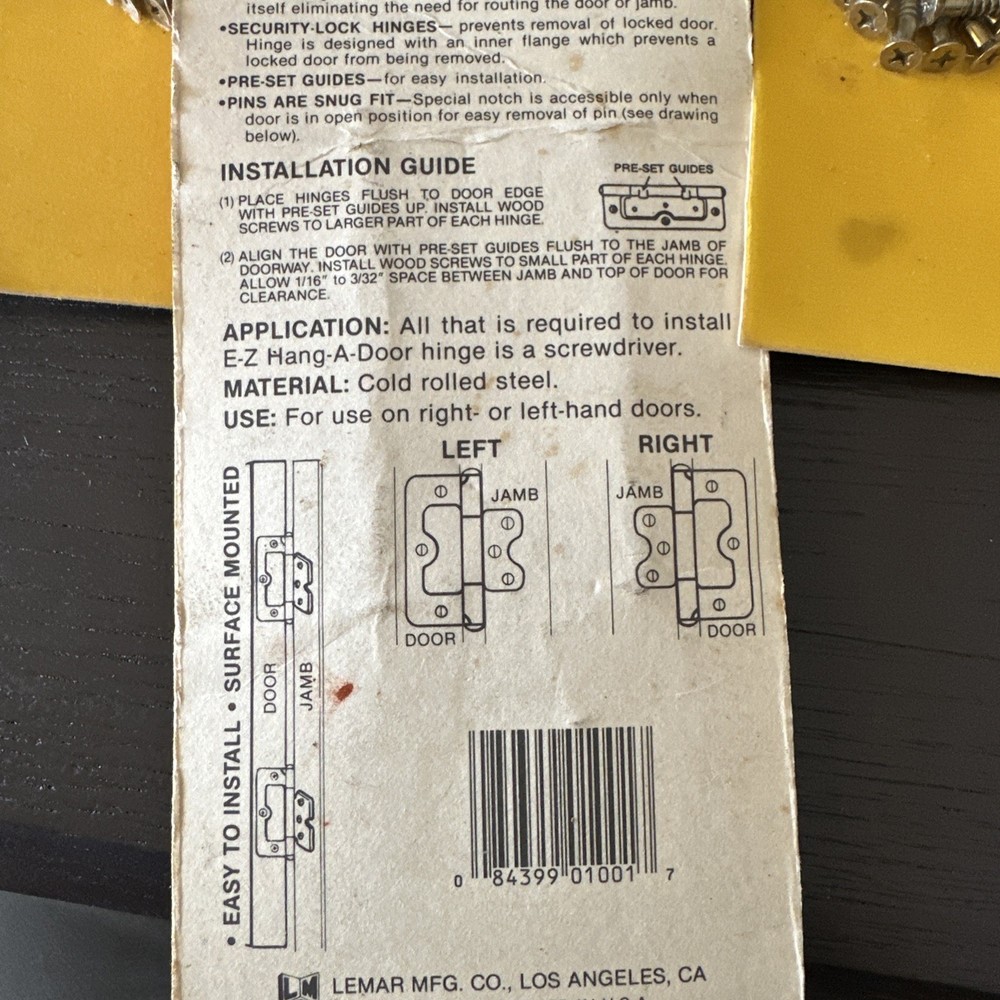Lamar E-Z Hang A Door Hinge 2-1/2”