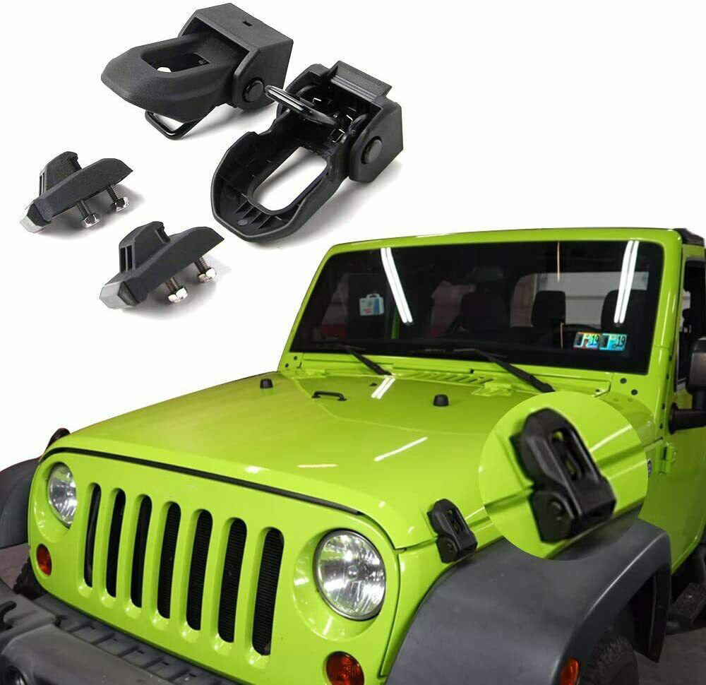 For Jeep Hood Latch For 07-26 Jeep Wrangler Jk JL JT Black Stainless Steel Catch