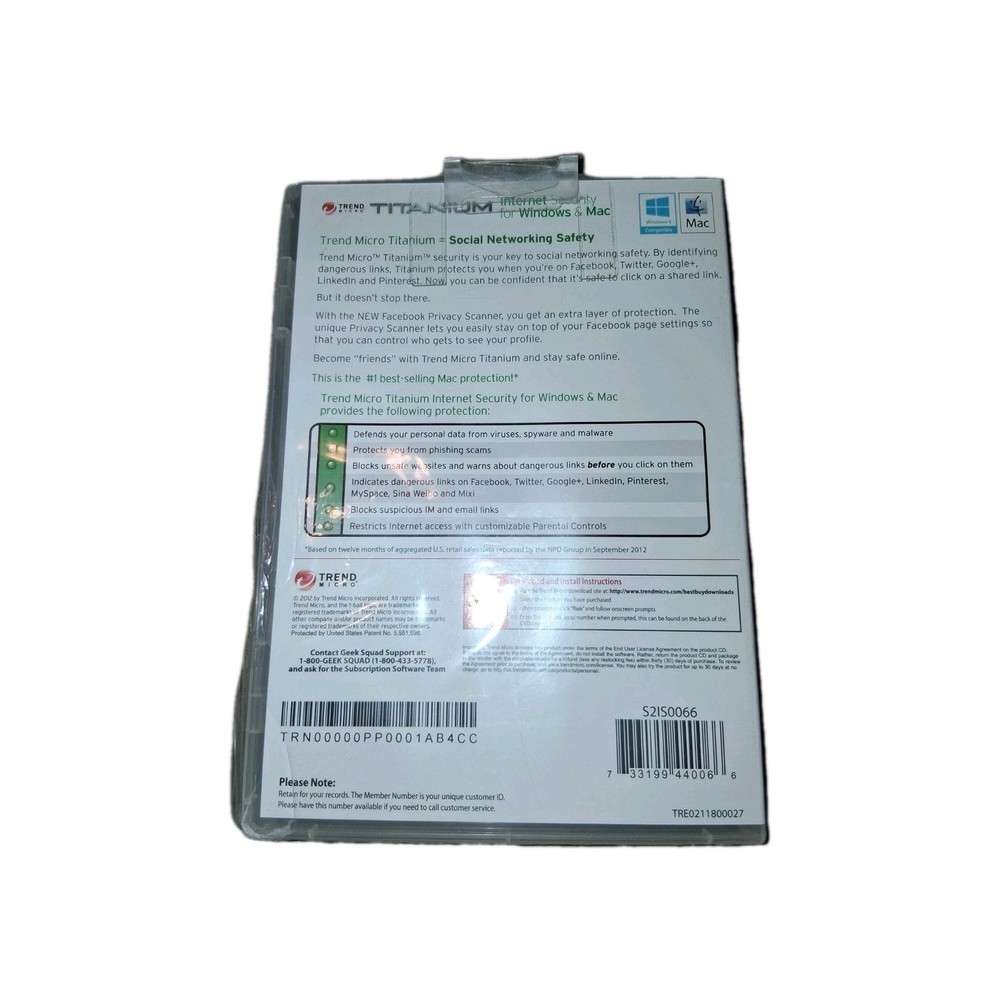 Trend Micro Titanium Internet Security for PC, Mac - TRE021800F700