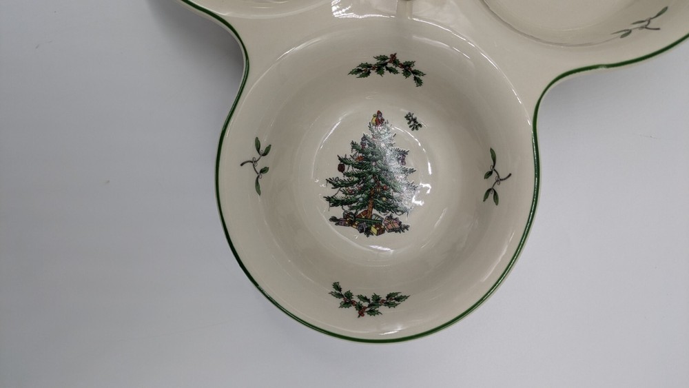 Spode Christmas Tree 3 Section Server with Tree Handle 11 Inch