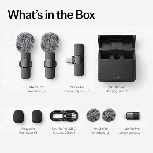 (Latest Model - Wireless Microphone for Charging Case + All iPhones & Androids