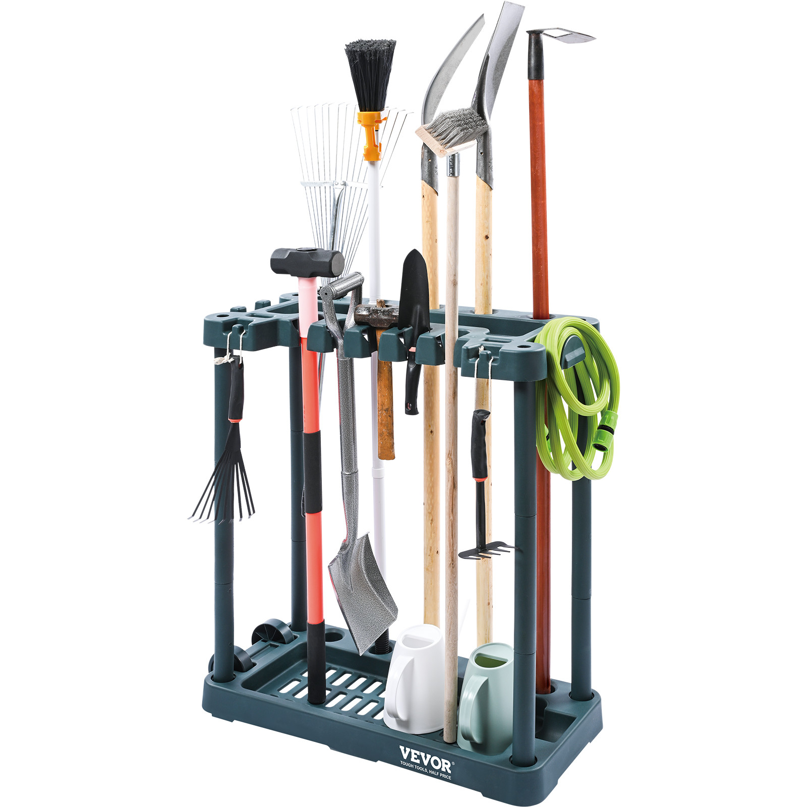 VEVOR Garden Tool Storage Rack Garage Organizer 10 Slots Yard Broom Mop Holder