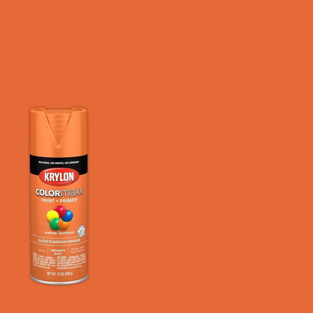 Rust Resistant 12oz Gloss Spray Paint & Primer - Pumpkin Orange for DIY Projects