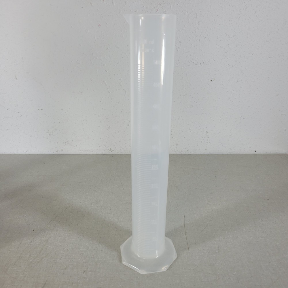 500 mL Graduated Cylinder With Hex Base Clear Plastic Polypropylene