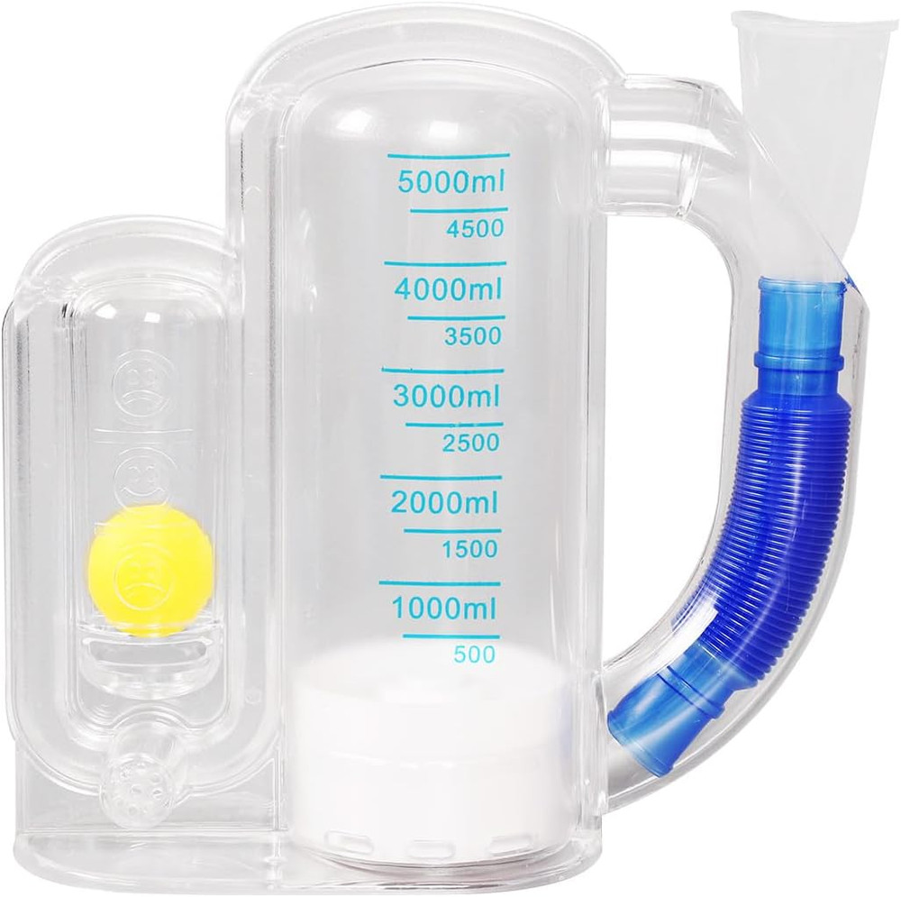 Incentive Spirometer (White02),Breathing Exercise Device for Lungs,Breathing Tra