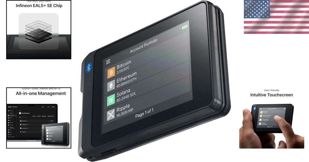 Intuitive Touchscreen Wallet - Bluetooth Crypto-