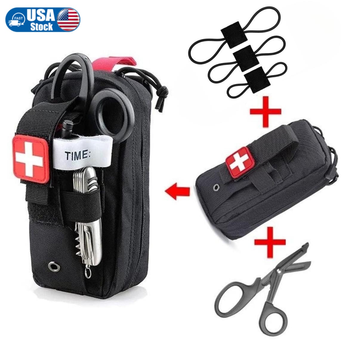 Tactical MOLLE Medical Pouch Rip Away EMT First Aid IFAK Kit with Tourniquet