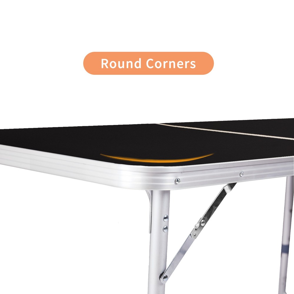 2.3ft Aluminum Camping Folding Table Black