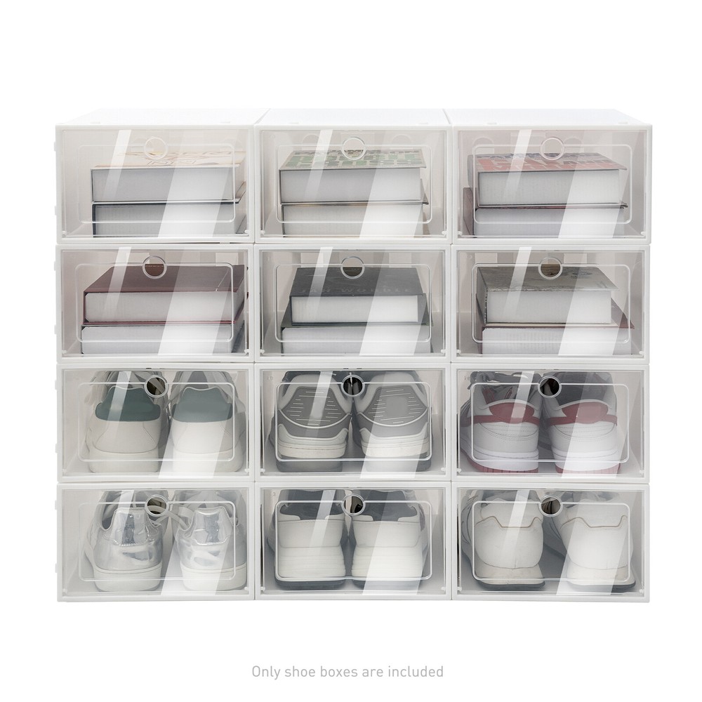 20Pcs Shoe Box Set Foldable Storage Home Clear Organizer Rack Stack Plastic USA