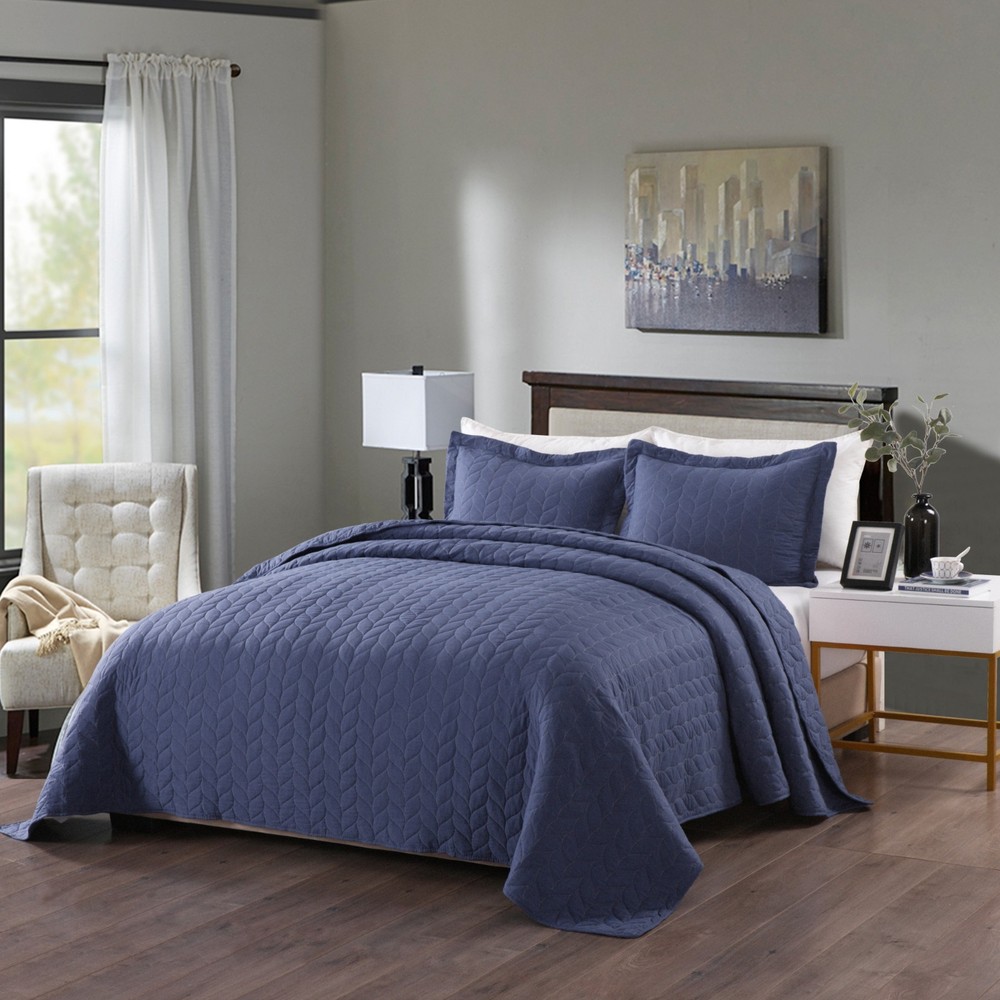3 Piece Lightweight Bedspread Quilt Set Polyester Quilts Prewashed, Queen King
