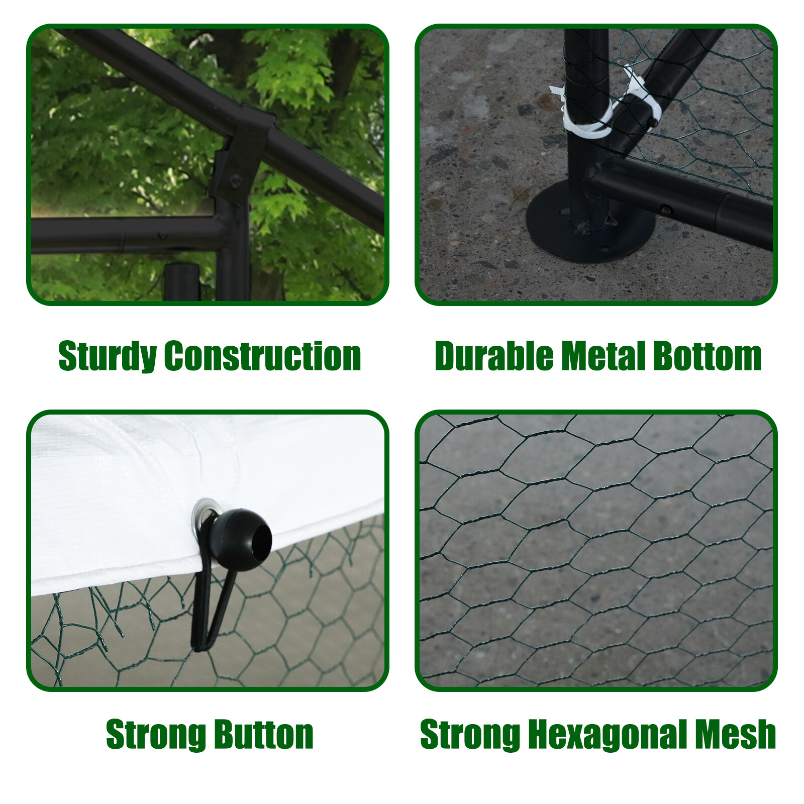 10x10x6.6 ft Large Metal Chicken Coop Walk-In Chicken Run Peaked Roof Farm Yard