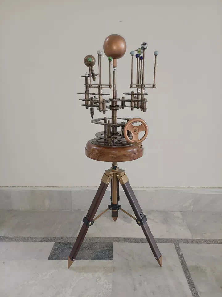 Solar System Celestial Model Fully Functional Antique Look Orrery Saturn Tripod