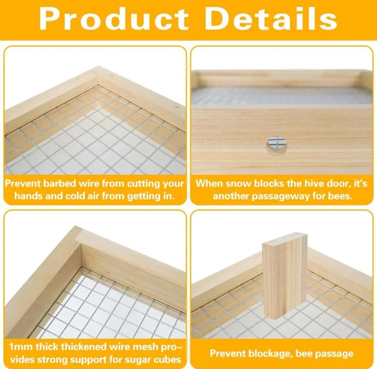 4 Frame Beehive Candy Board Feeder beeswax coated Assembled for Winter