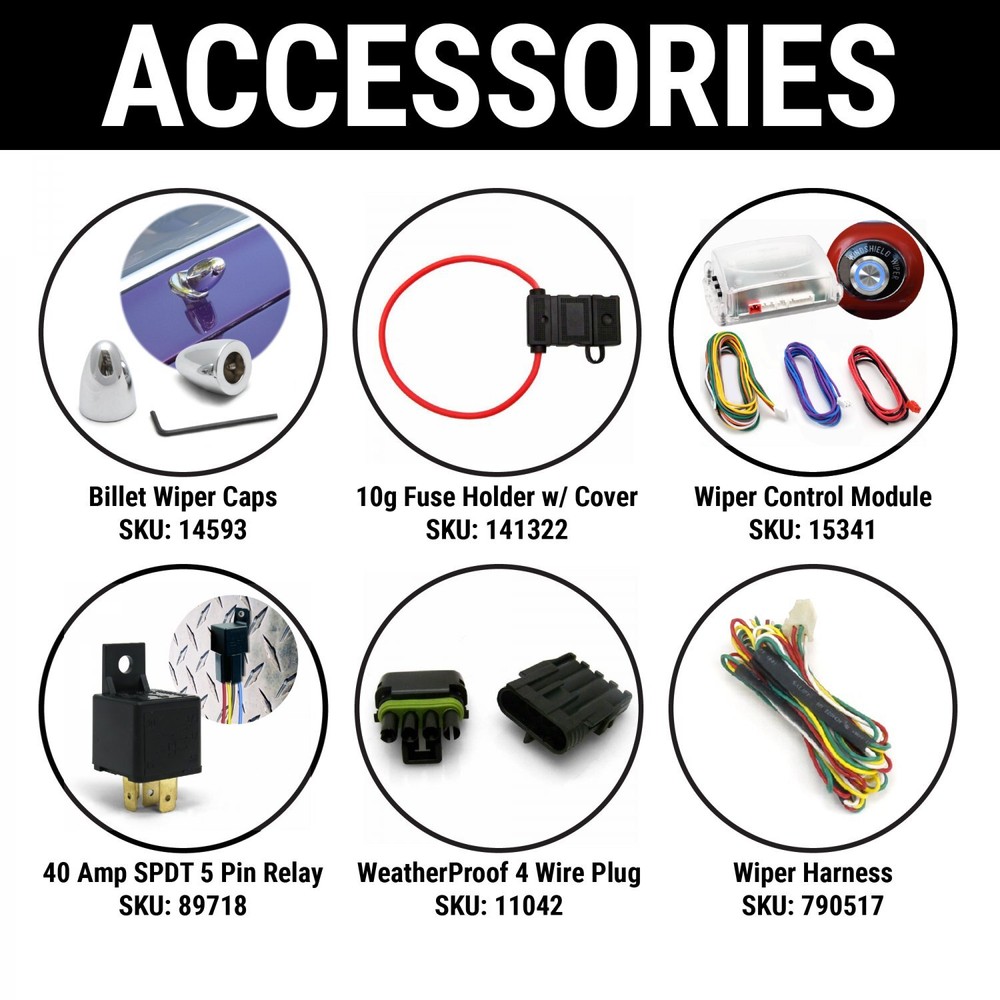 Adjustable 3 Position Power Windshield Dual Wiper Kit w/ Switch & Harness