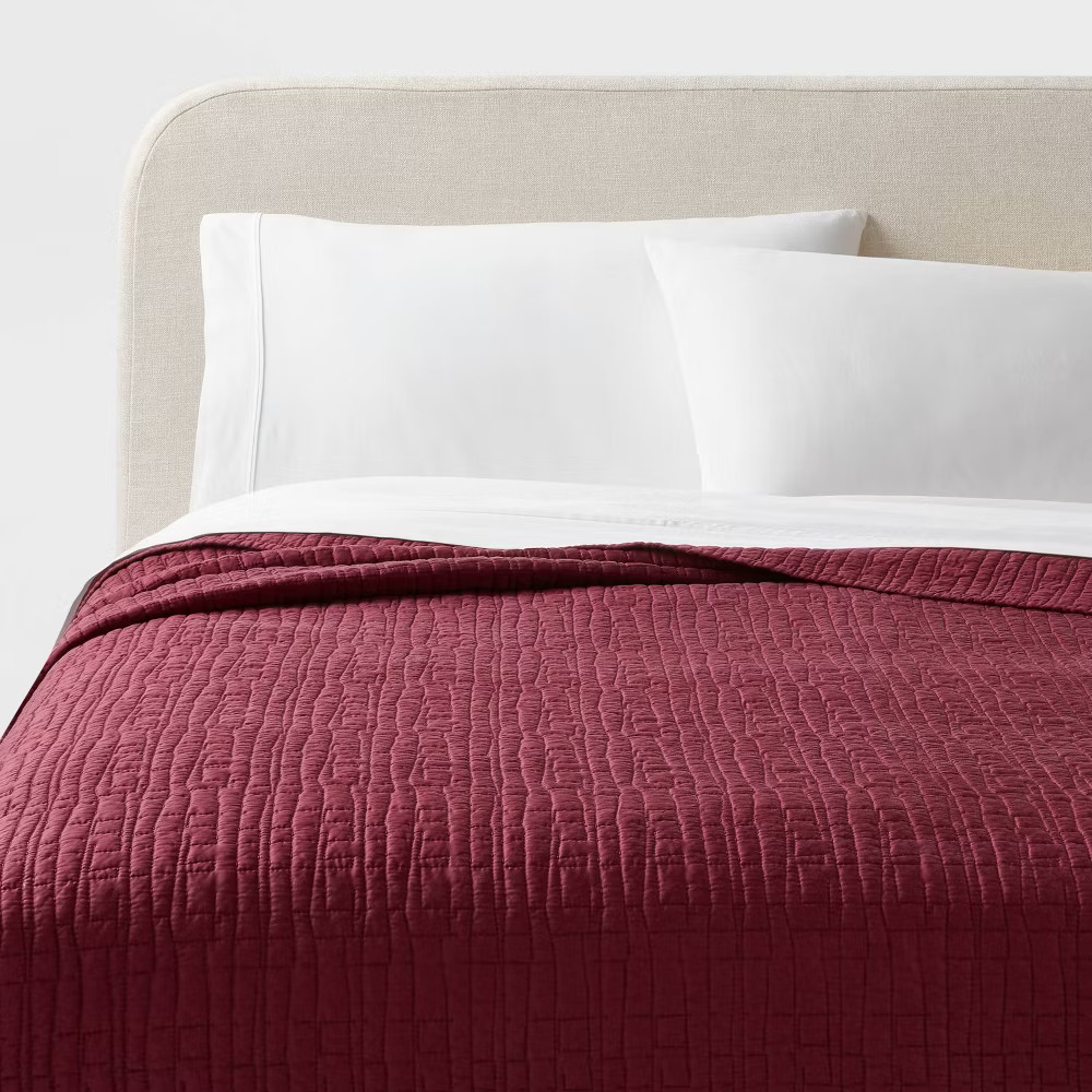 King TENCEL Quilt Wine Red - Threshold