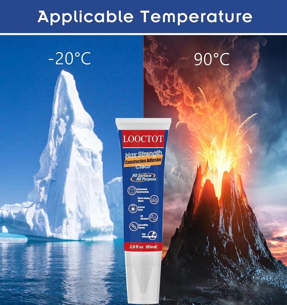 Crystal Clear 2.8 oz Construction Adhesive – Strong, Waterproof & Multi-Surface