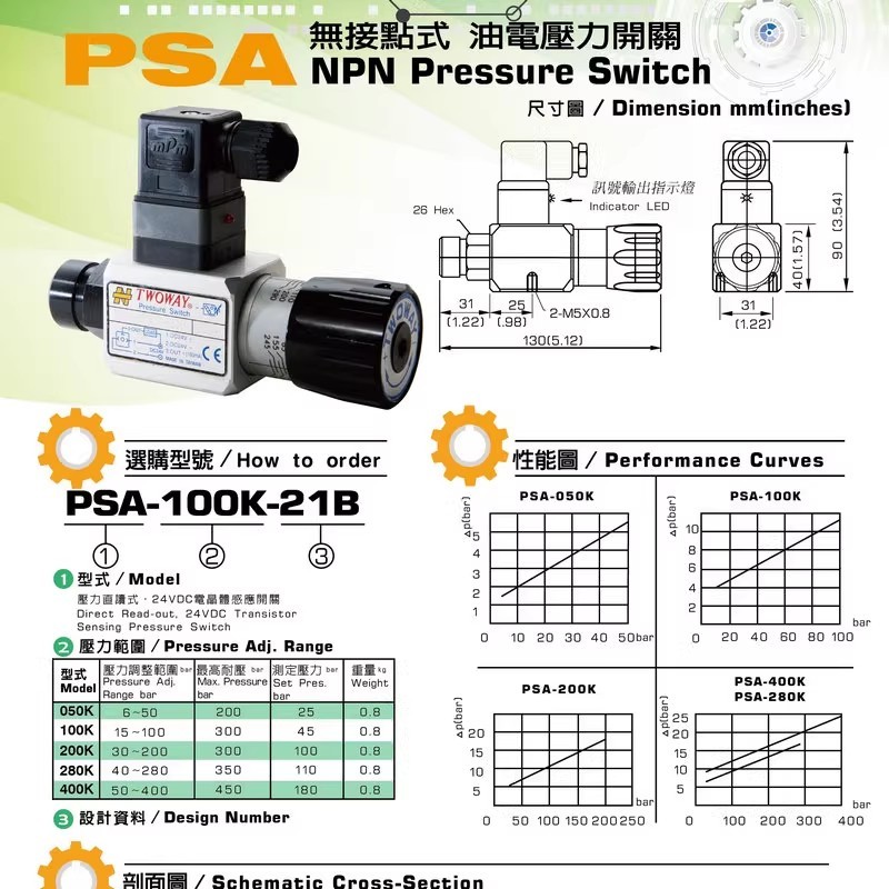 1pcs TWOWAY Pressure Switch Relay PSA-280K-21B