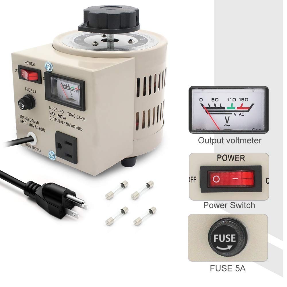 Variable Transformer Variable Voltage Regulator, 0-130V Output, 110V-120V Input,