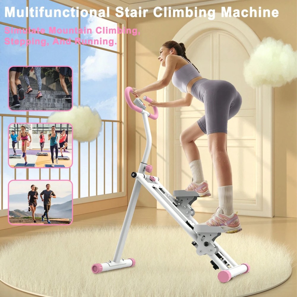 Foldable Vertical Climber Exercise Machine Home Gym Stepper Cardio Workout Pink