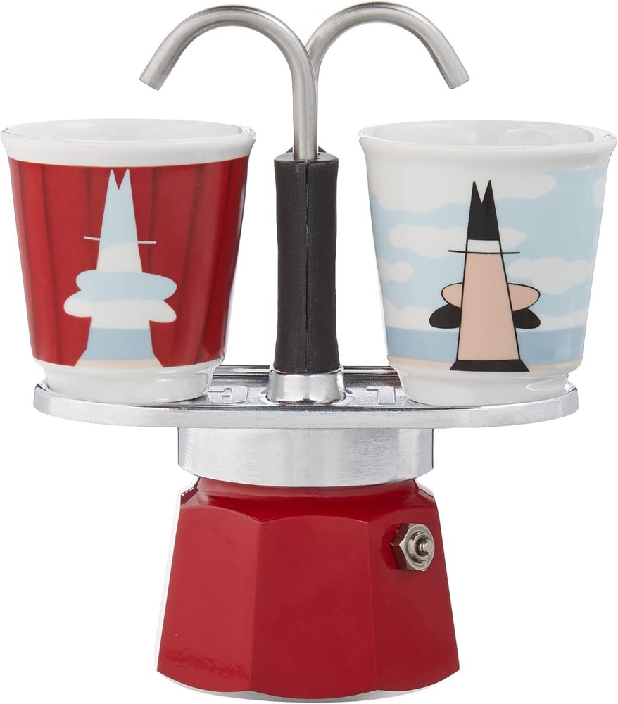 Mini Express Magritte: Mocha set including 2 cups coffee maker + 2 glasses