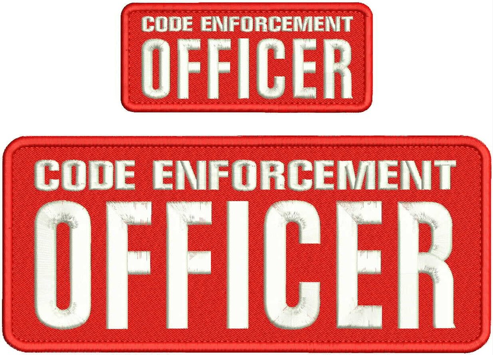 CODE ENFORCEMENT OFFICER 2 EMBROIDERY PATCHS 10X4 AND 5X2'' VELCR@ ON BACK