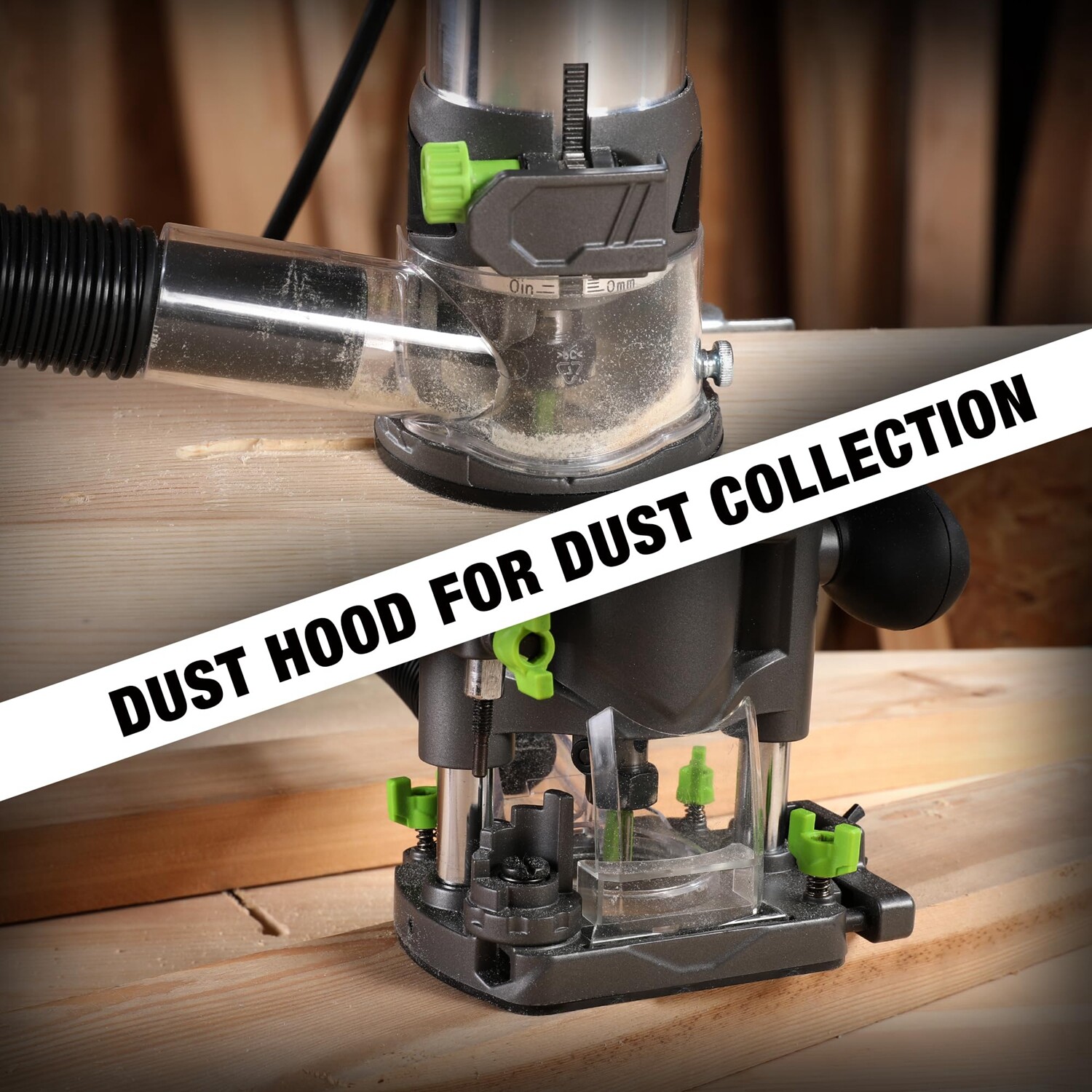 WORKPRO 32000 RPM 6.5 Amp Compact Router Combo Fixed Plunge Base Router 6 Speeds