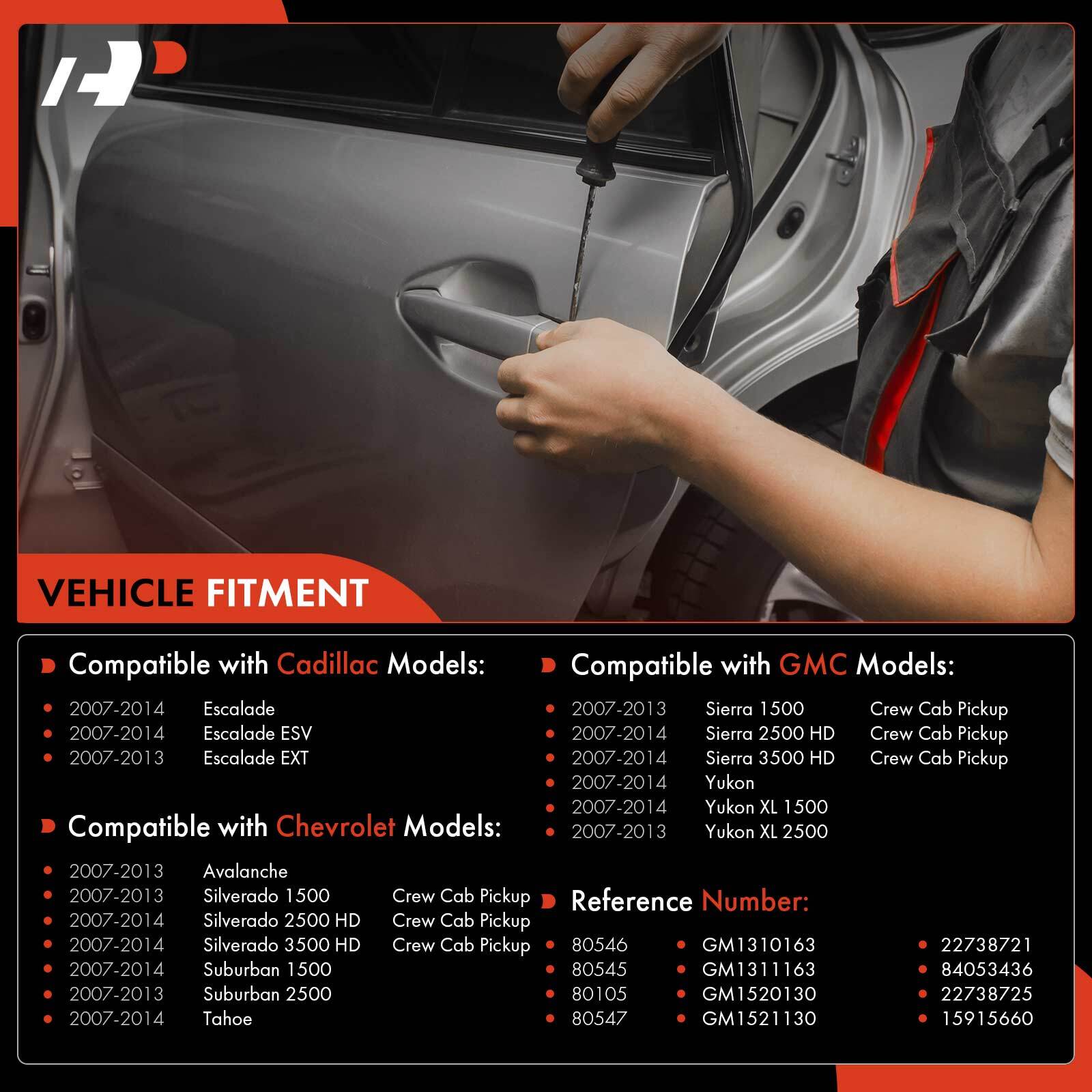 4x Chrome Exterior Door Handle Front &Rear for Chevy Silverado 1500 GMC Cadillac