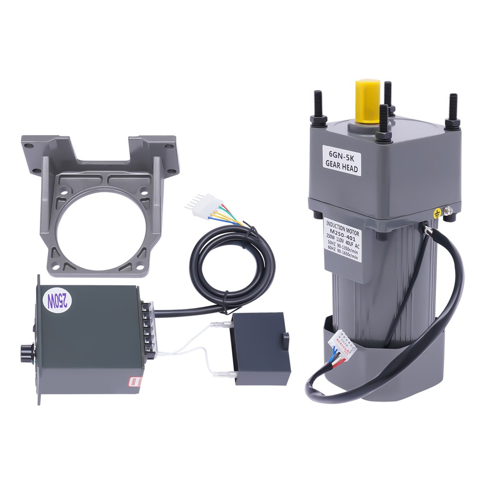 250W 110V AC Gear Motor with Variable Speed Controller and Bracket Single Phase