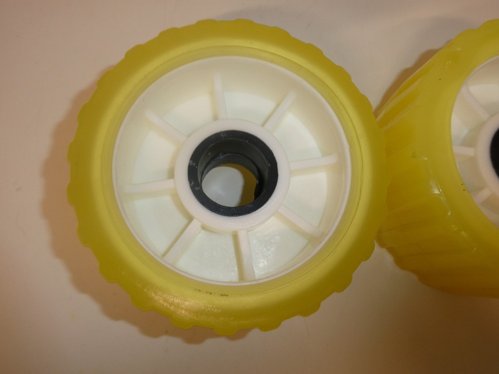 2 Pack 3" Width x 5" OD Boat Trailer Yellow Poly Ribbed Wobble Rollers NEW!