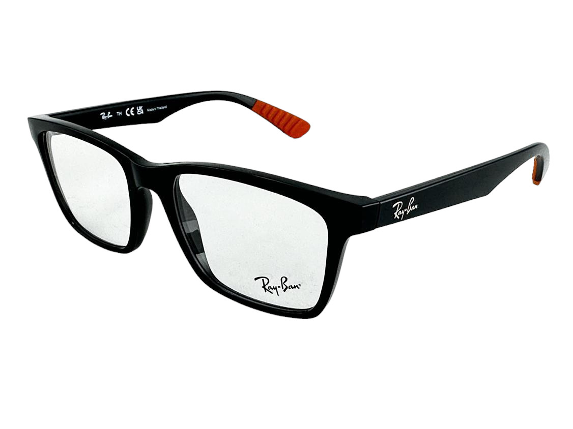 Ray Ban NEW Black Square Fashion Frames 55-17-145 Eyeglasses RX7025 Demo Lens