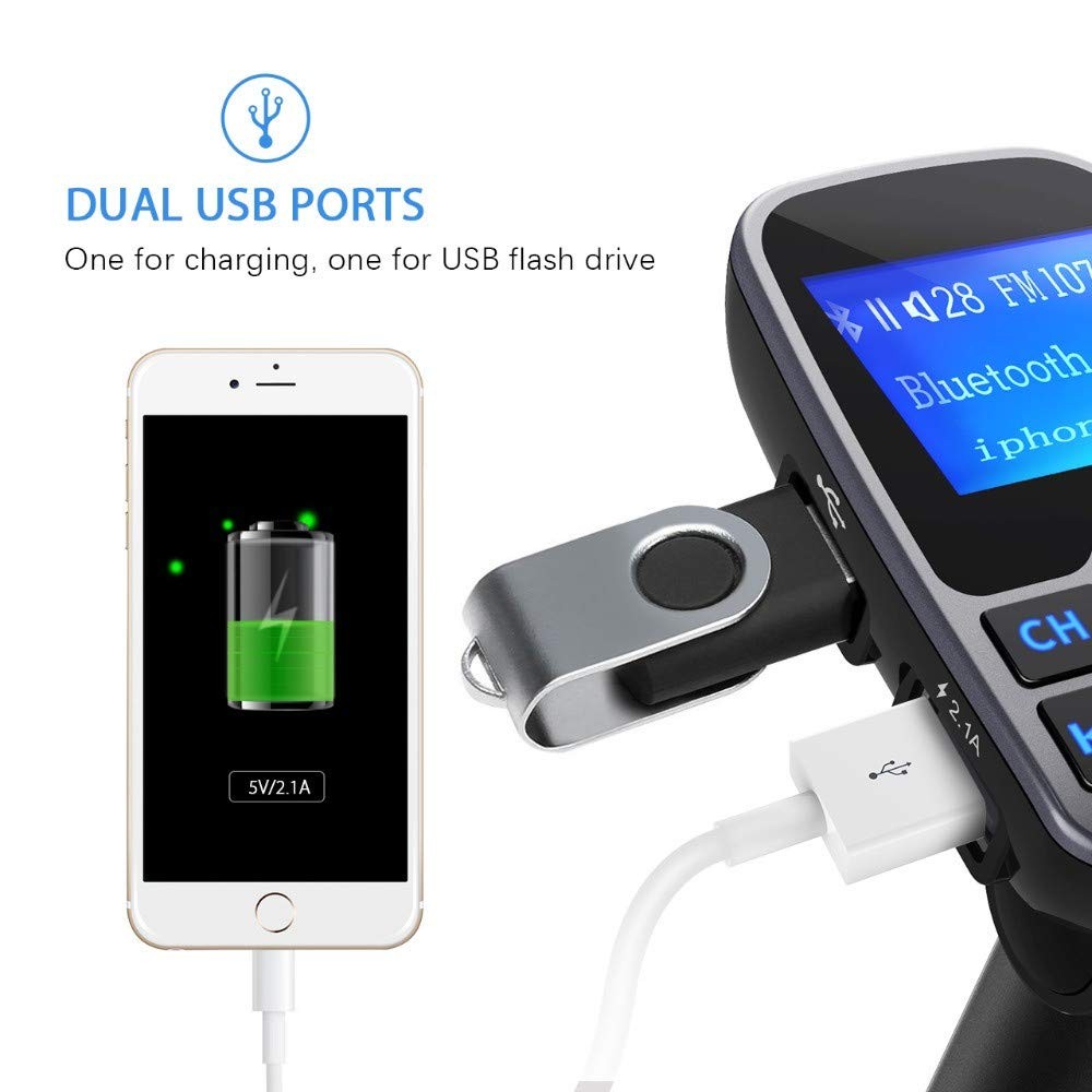 T11 Wireless Bluetooth FM Transmitter Handsfree Car Kit MP3 Player Wireless B...
