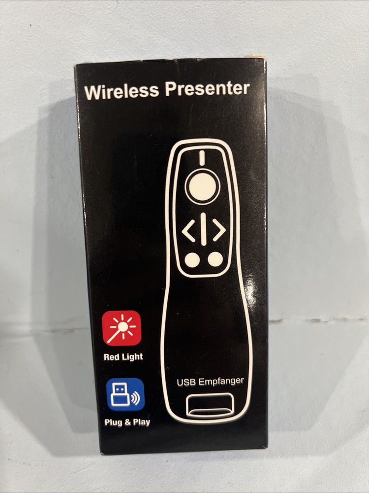 Presentation Clicker with Red Laser Pointer RF 2.4GHz USB Wireless for Computer