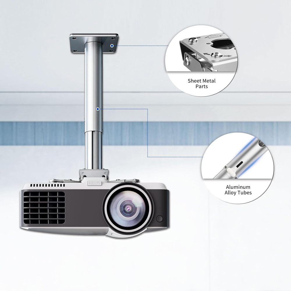 Universal Projector Mount with Adjustable Height Extension Pole, Full Motion Til