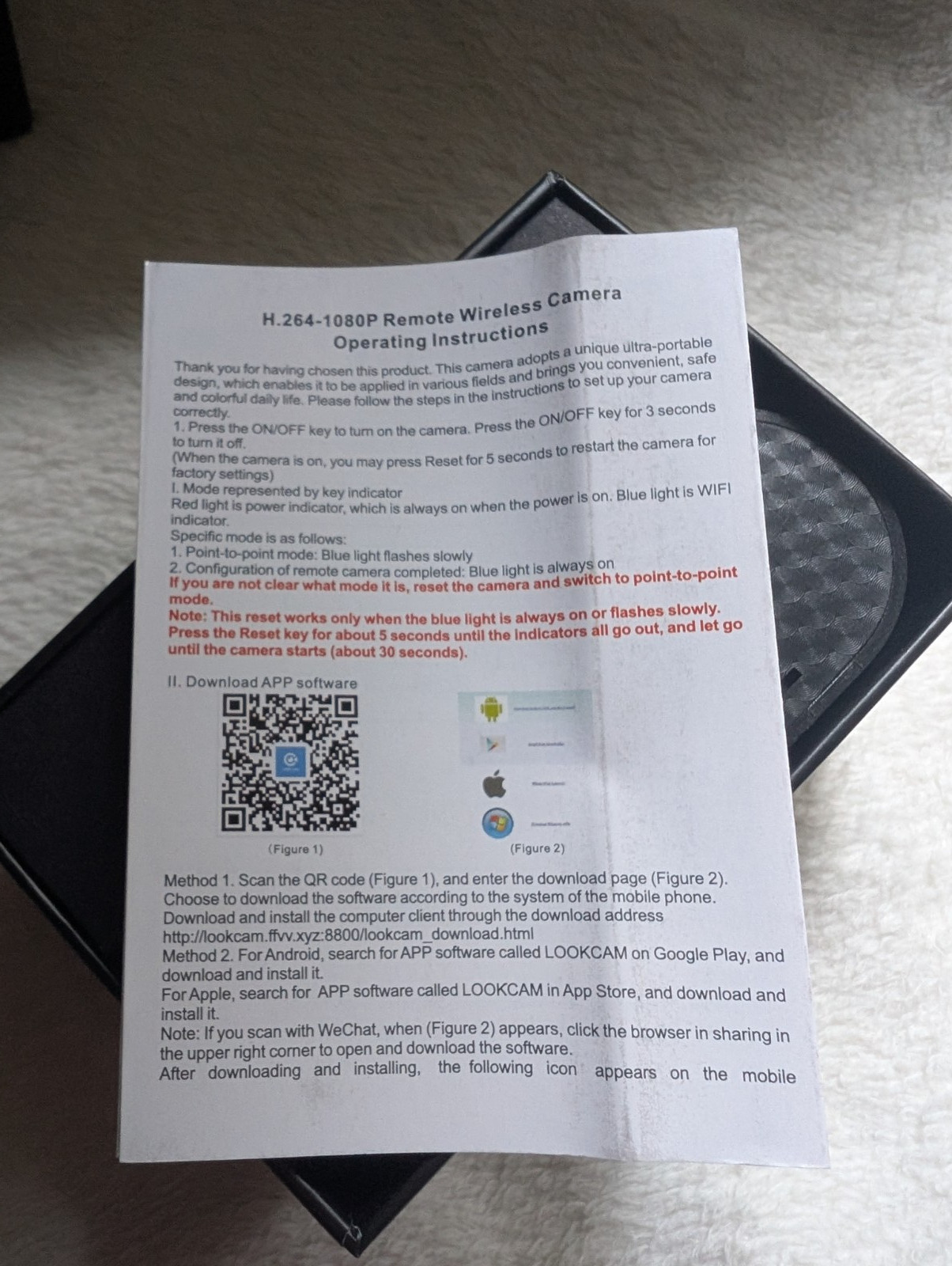 HD WIFI Clock Camera With Battery, Charging Cord and Instructions Included