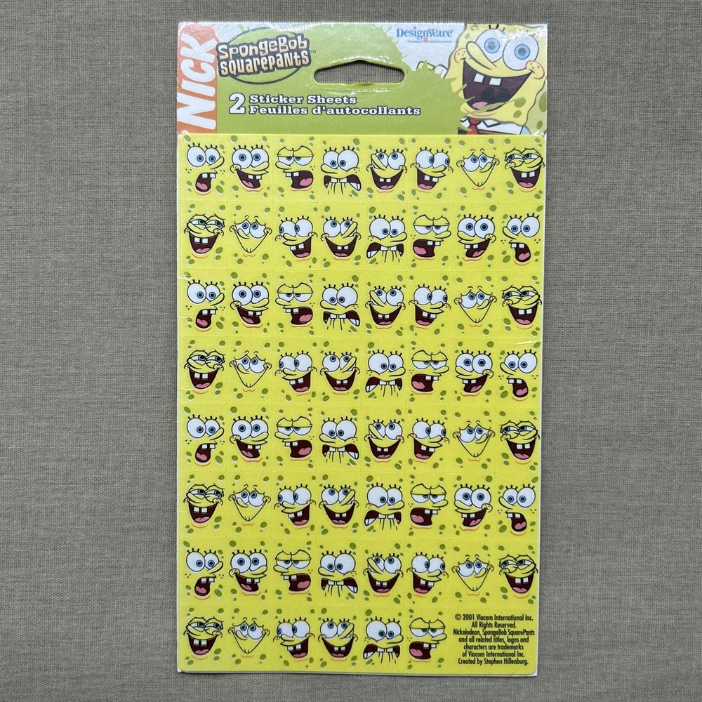 SpongeBob SquarePants 2001 NEW x2 Sticker Sheets DesignWare Nickelodeon NICK +