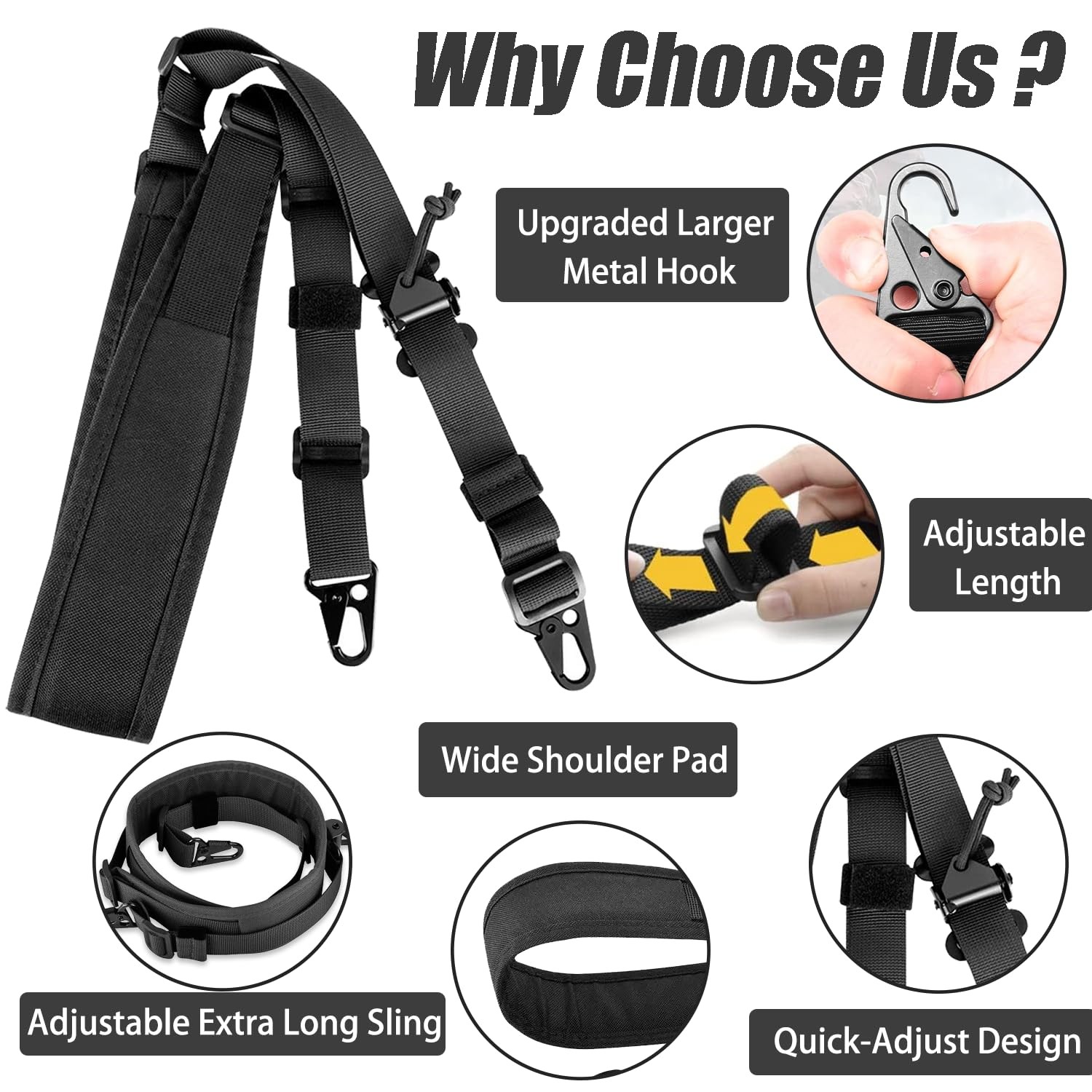 Two Point Traditional Sling 2 Rifle with Swivel Mount Quick Black