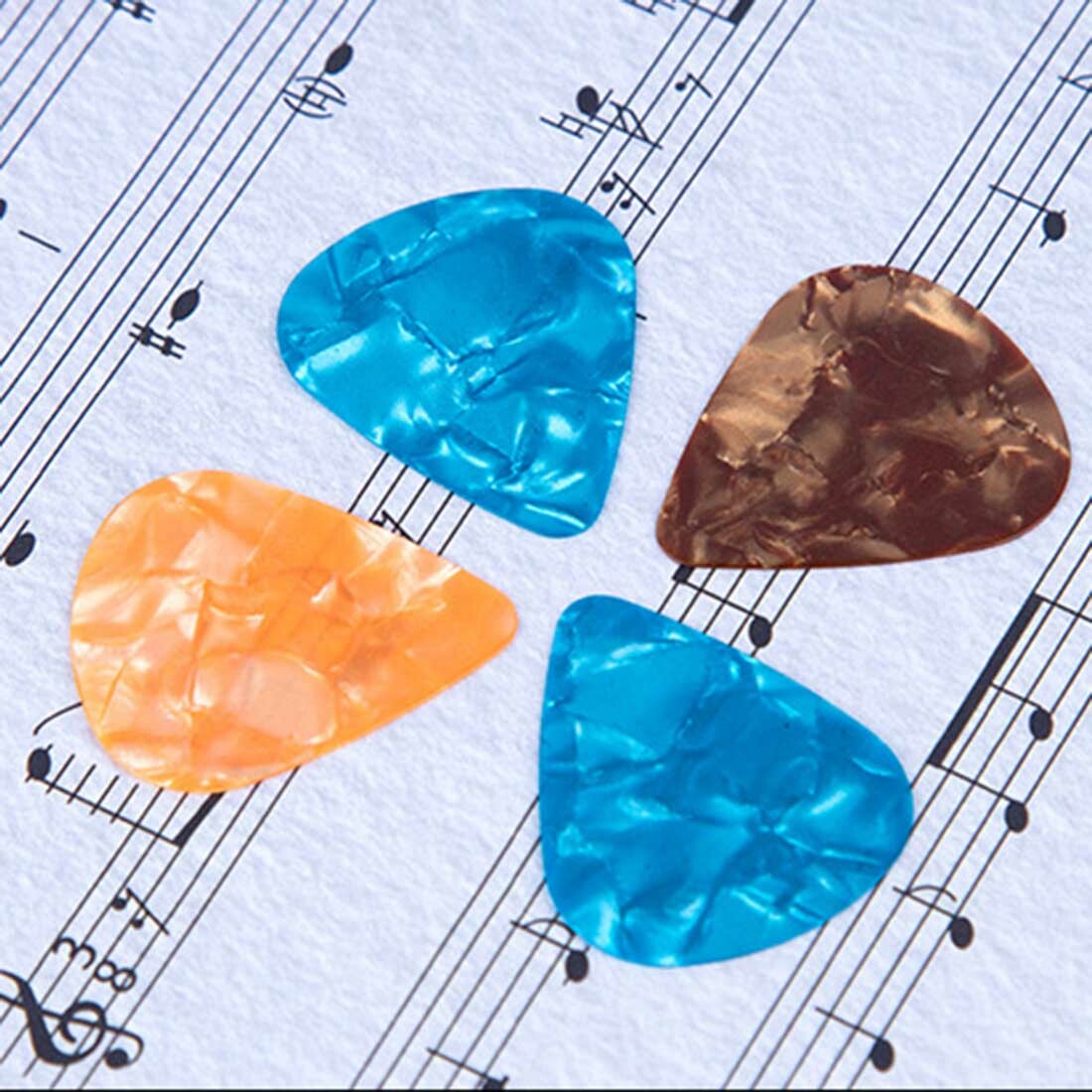 100pcs Guitar Picks Celluloid Thin Acoustic Electric Plectrums Colorful 0.46MM