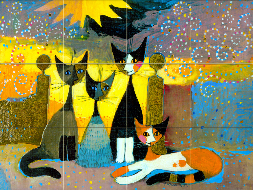 Art Mural Ceramic Color Cat Bath Backsplash Tile #64