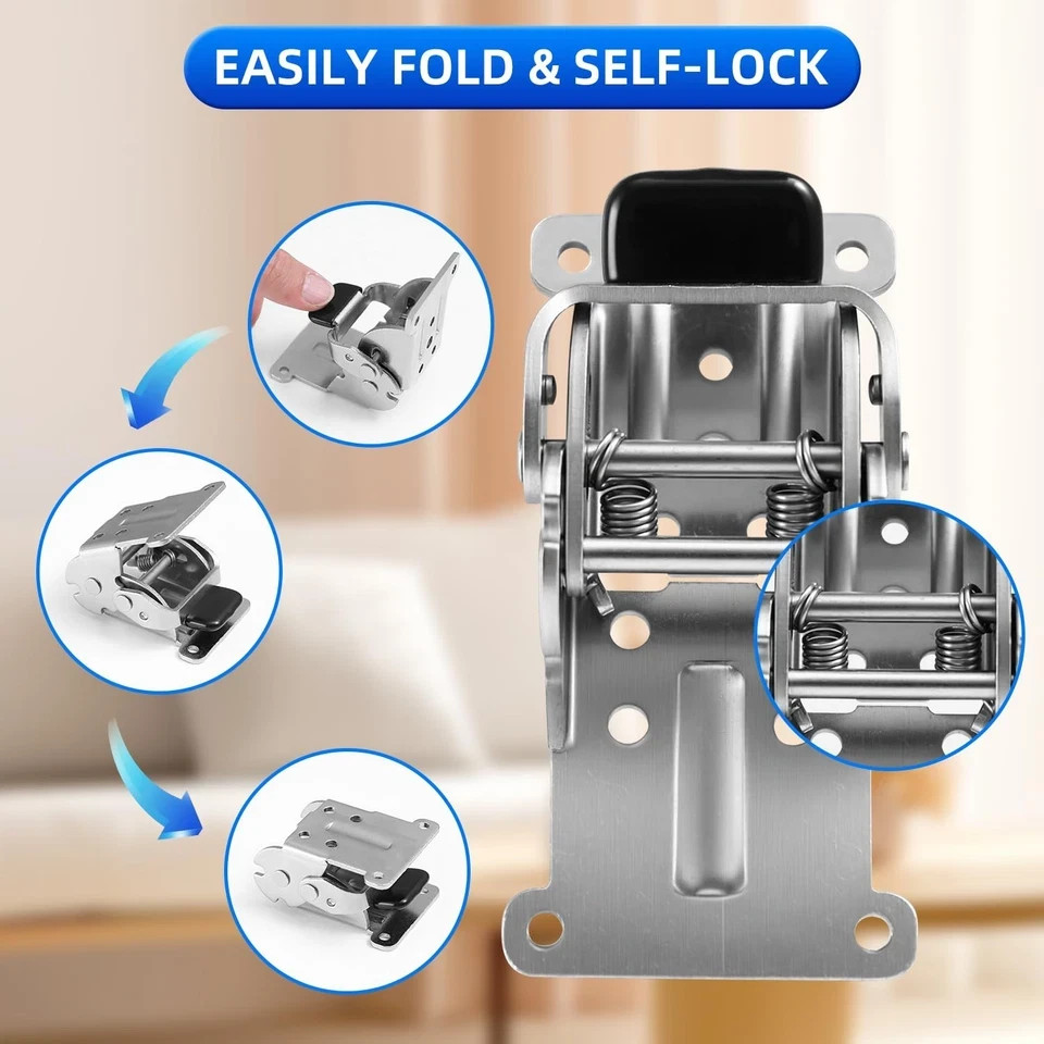 YDAJIURI Folding Brackets 4 Pack, Heavy-Duty Self-Locking 4 Silver