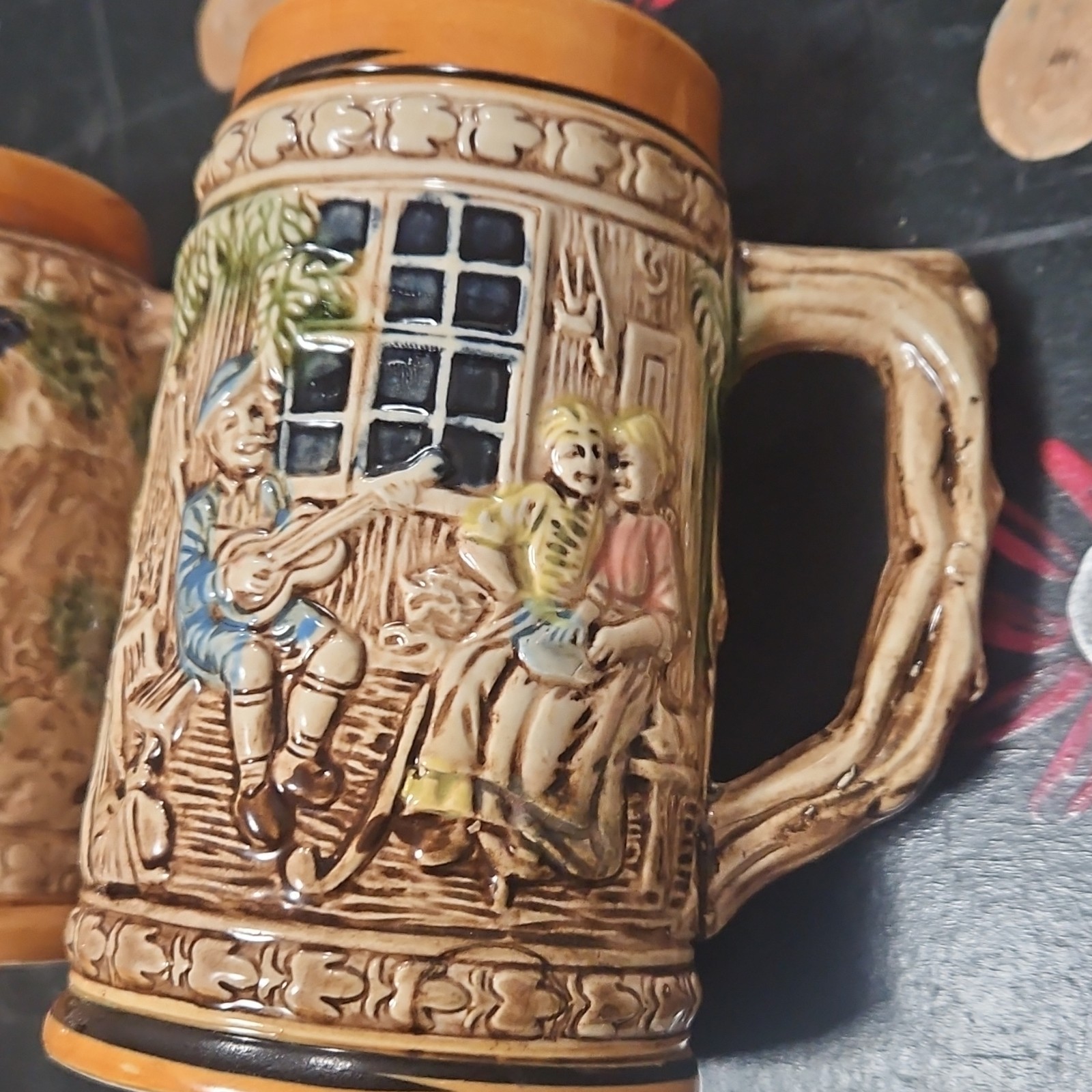 Set of 3 vintage German-themed beer steins made in Japan