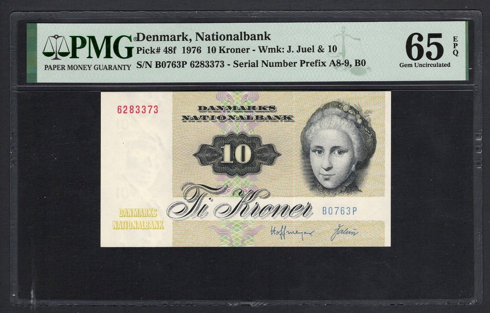 Denmark 10 Kroner 1976 P48f Uncirculated Grade 65