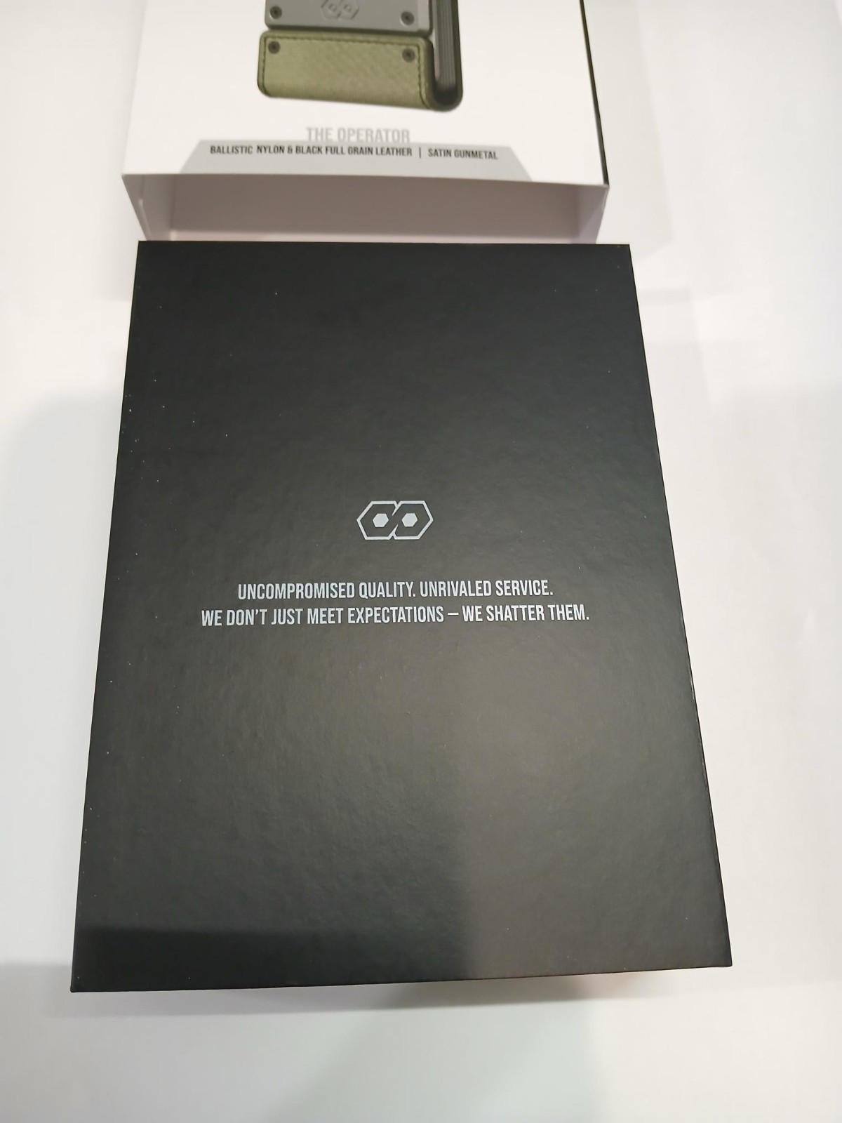 Proof wallet THE OPERATOR Ballistic Nylon & black grain leather- Satin gunmetal