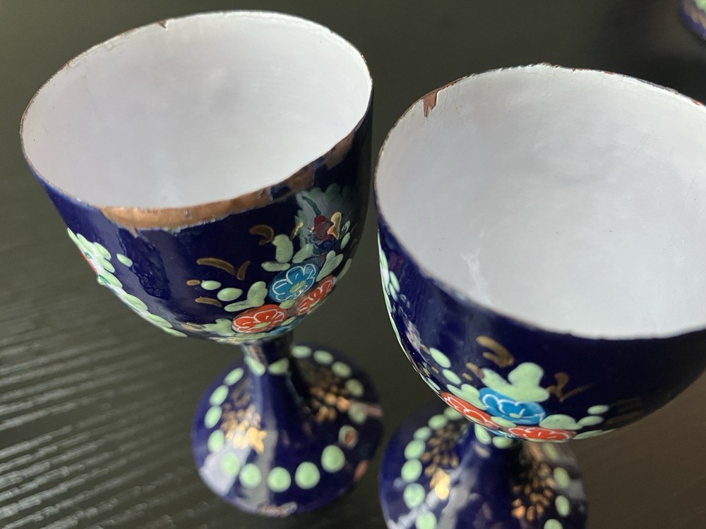 Vintage 6-piece Enameled Drinking Set