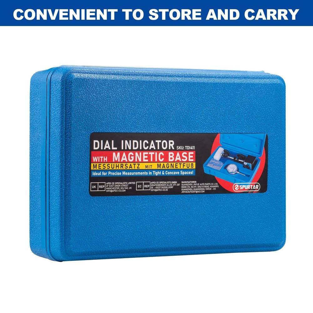 Spurtar Dial Indicator with Magnetic Base 0-1'' Test 0.001''...