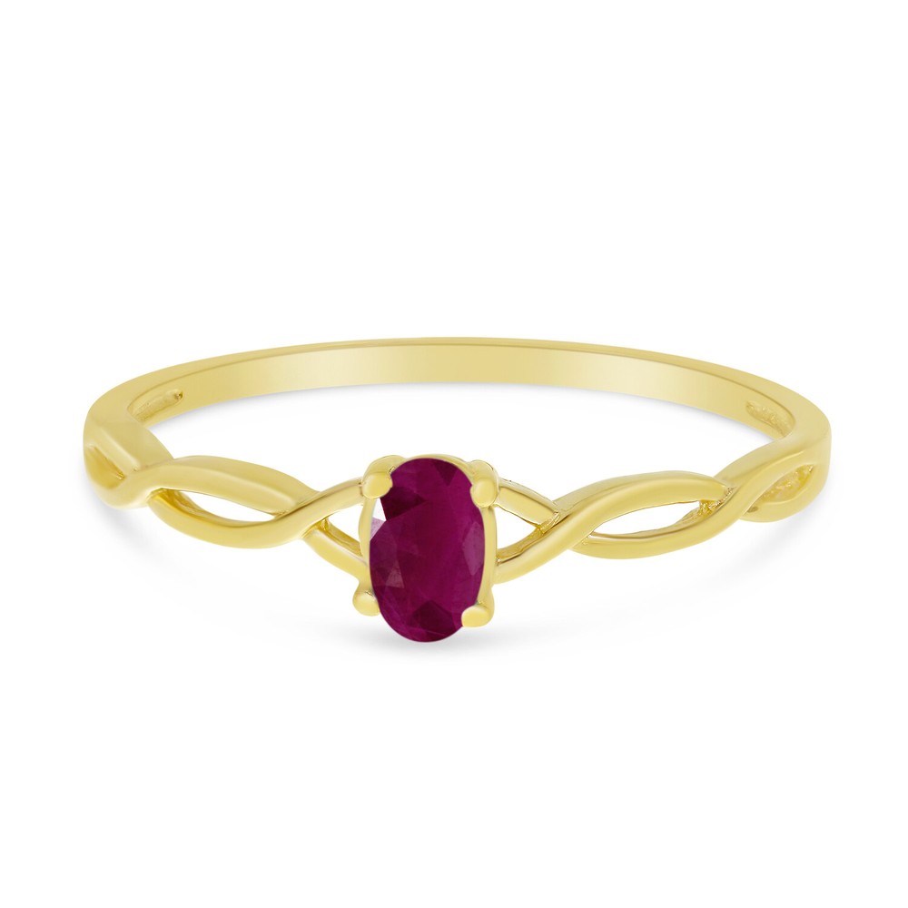 14k Yellow Gold Oval Ruby Ring