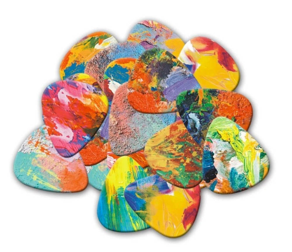 FIVE (5) CUSTOM, COLORFUL MEDIUM GUITAR PICKS - FREE SHIPPING - LOW PRICE