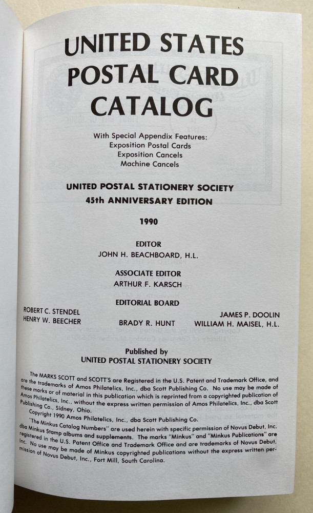 UPSS 1990 United States Postal Card Catalog