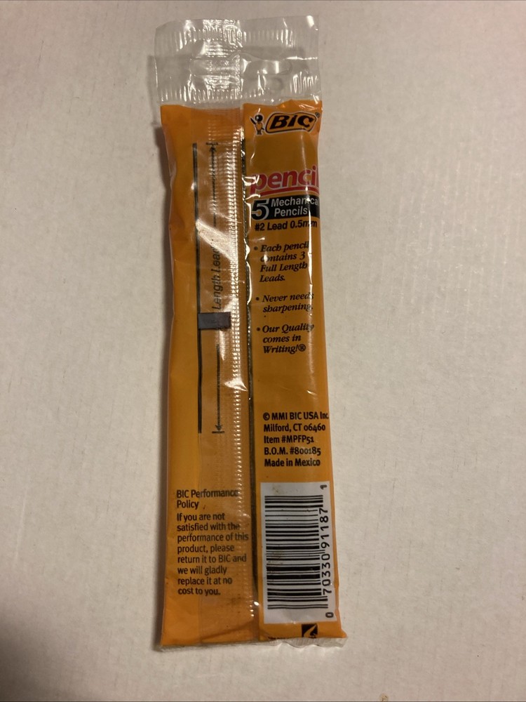BIC Mechanical #2 Pencils .5mm 5/Pkg-Assorted Colors 91187 New