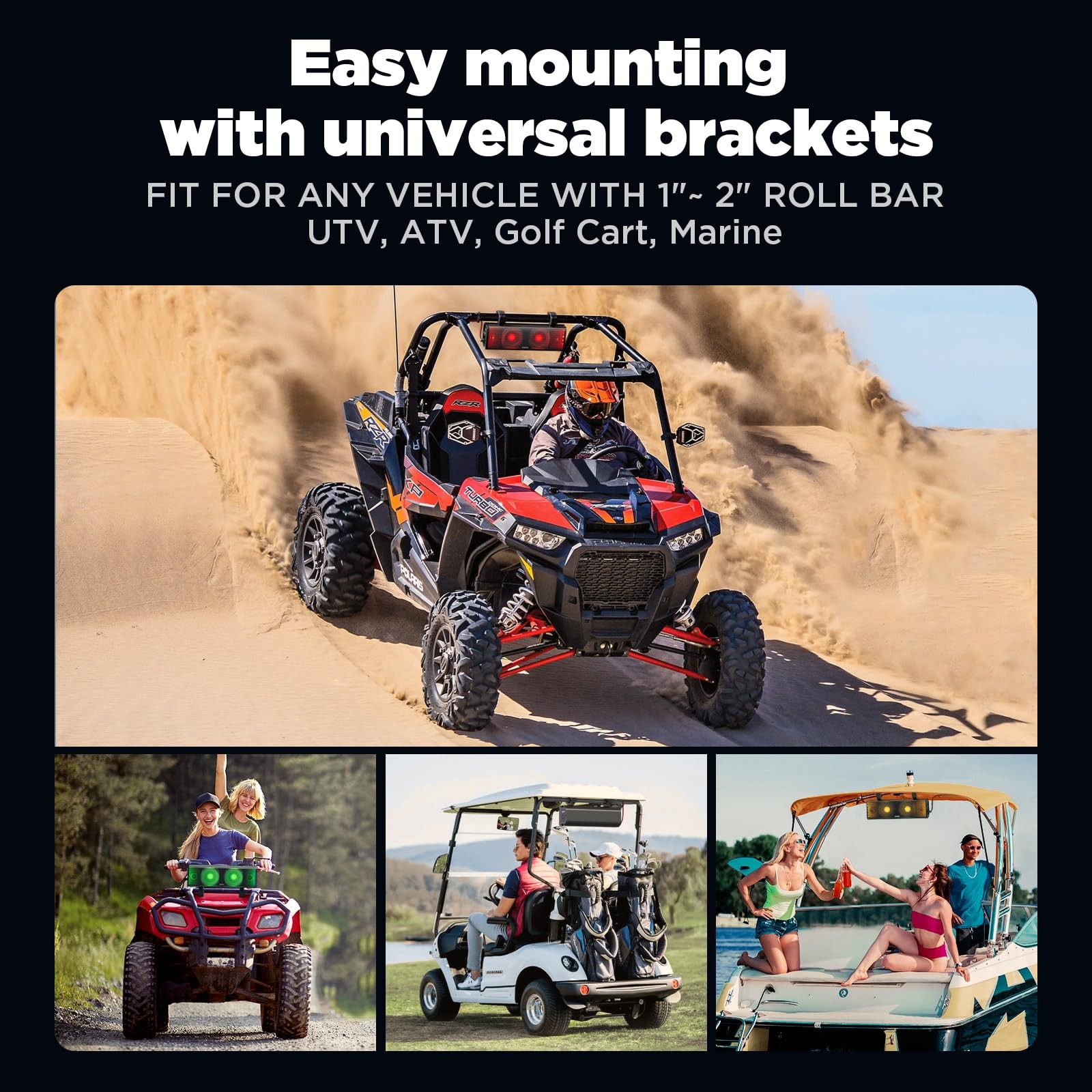 Ehaho 17 Inch UTV Sound Bar, ATV SoundBar Bluetooth with RGB 17 IN, Black